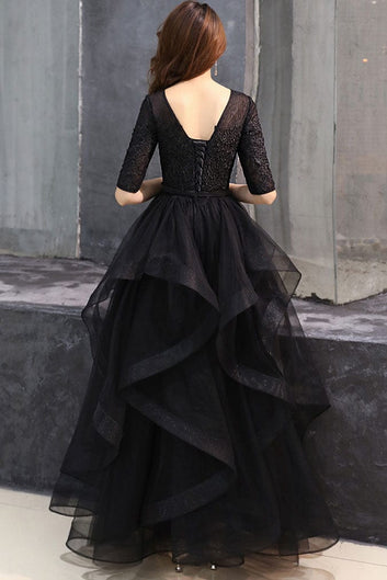 Attire Studio - Black Elegant Layered Prom Dress #002