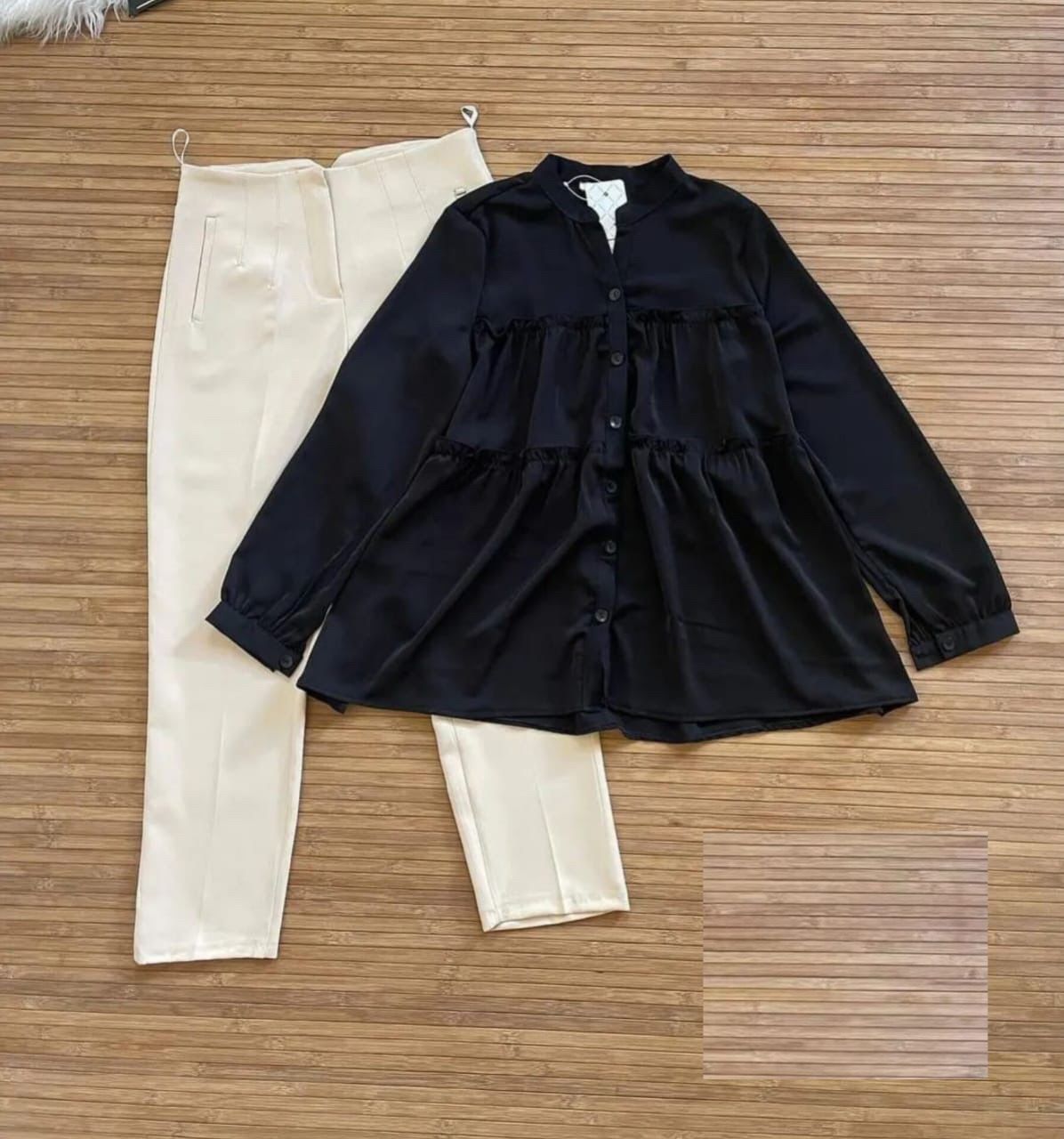 Frilled Shirt & Plated Double Pocket Pant