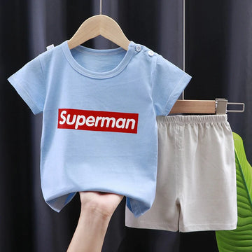 Blue Superman Kids Short Sleeve Kids Wear