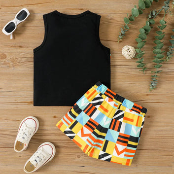 Colorful Geometry Print Tank Top and Shorts Set