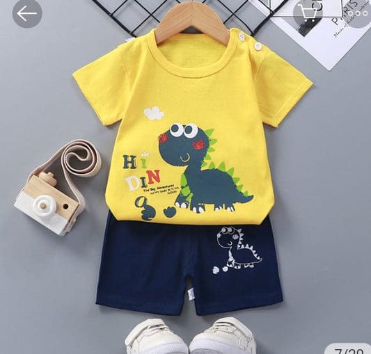 Yellow dinosaur Print Kids Short