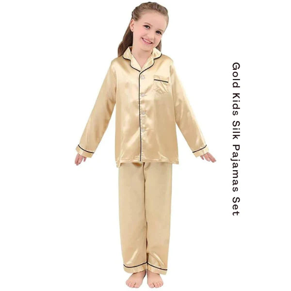 Gold Kids Silk Pajamas Set