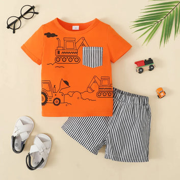 Orange Playful X Blue Superman Kids Short Sleeve Kids Wear