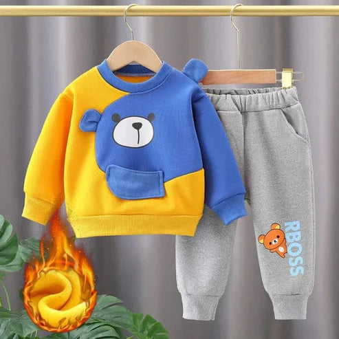 Yellow & Blue Pooh Kids Winter Panel Tracksuit