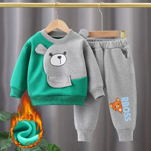 Green & Grey Pooh Kids Winter Panel Tracksuit