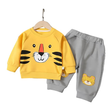 KIDS TIGER FACE PRINTED SWEARTSHIRT & PANT