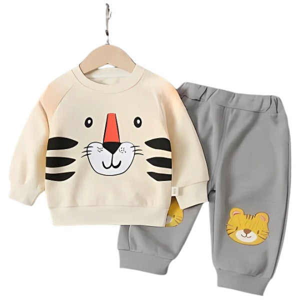 KIDS TIGER FACE PRINTED SWEATSHIRT & PANT