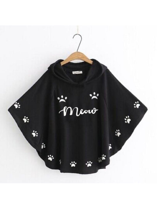 Meow Printed Hood Cape