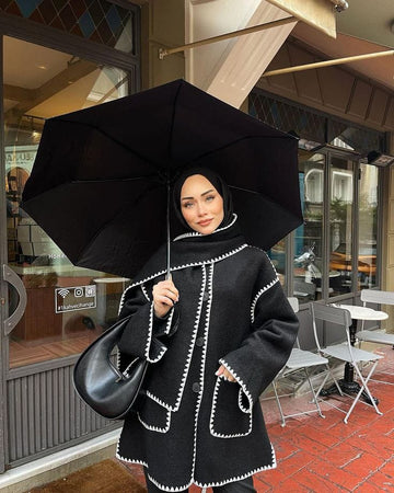 2 piece Stylish Fleece Jacket & Shawl Set for Women