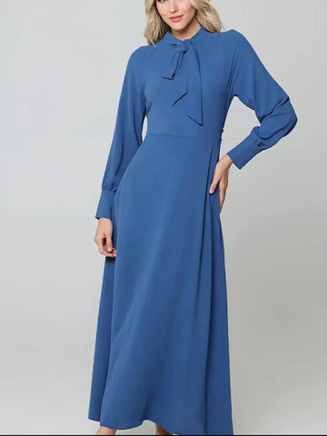 Attire Studio - Blue Dress with Neck Belt & Shirt Cuffs (021)