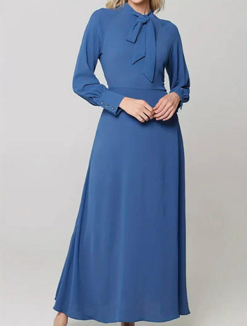 Attire Studio - Blue Dress with Neck Belt & Shirt Cuffs (021)