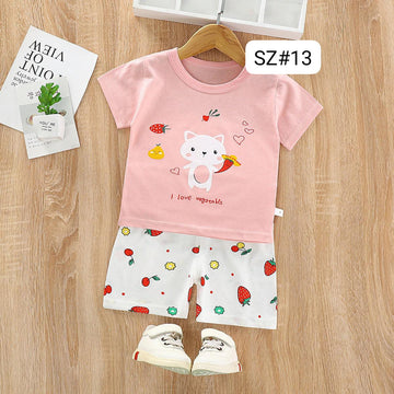 Vagetable Cat  Print Kids Short