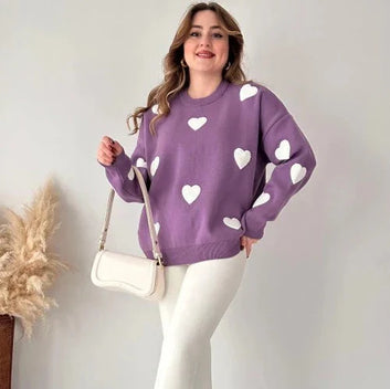 Heart printed warm winter fleece co ord Set