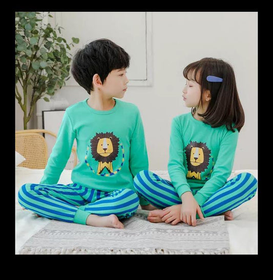 Sea Green Lion Kids Nightsuit