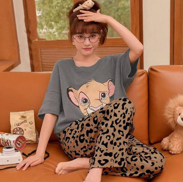 STEEL GRAY - LION FACE PRINTED Lounge WEAR