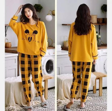 YELLOW CHECK MICKY PRINTED WEAR