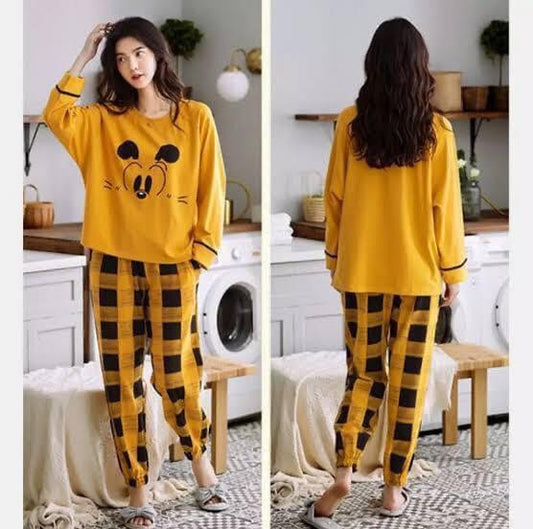 YELLOW CHECK MICKY PRINTED WEAR