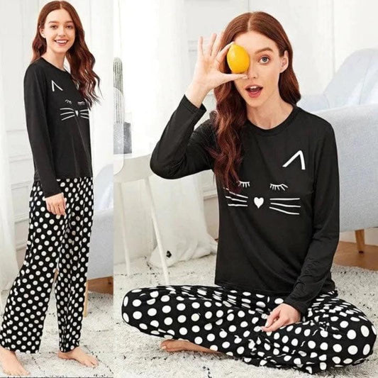 MEOW PRINTED SLEEPWEAR SET