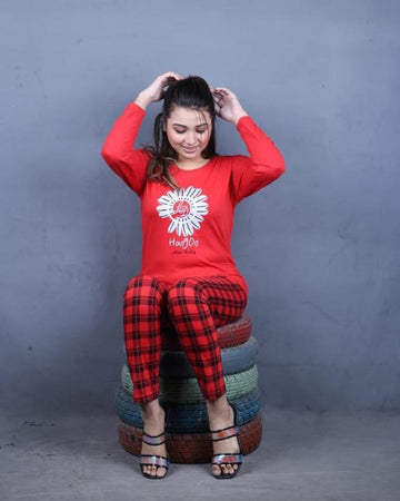 RED & GRAY FLOWER PRINTED Lounge WEARS