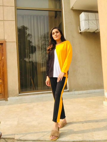 YELLOW & BLACK CONTRAST TRACKSUIT